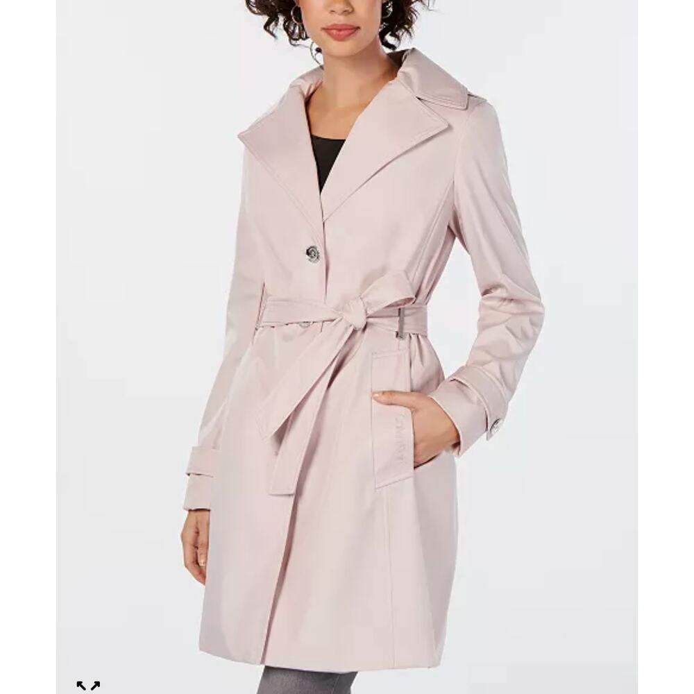 NWOT Calvin Klein blush pink belted water resistant trench coat size S - Picture 3 of 11